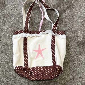 Polka Dot Tote Bag with Pink Star Accent